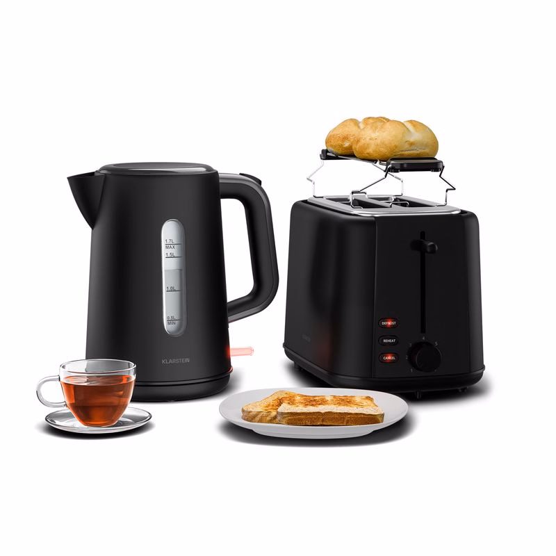 Klarstein Velaire základná raňajková súprava | 2-štrbinový hriankovač a rýchlovarná kanvica | 800 W | 1,7 l