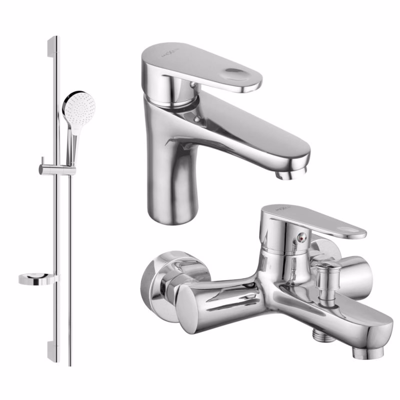 MEXEN/S - Kama DS05 Set umývadlové a vaňové batérie s príslušenstvom, chróm 72503DS05-00