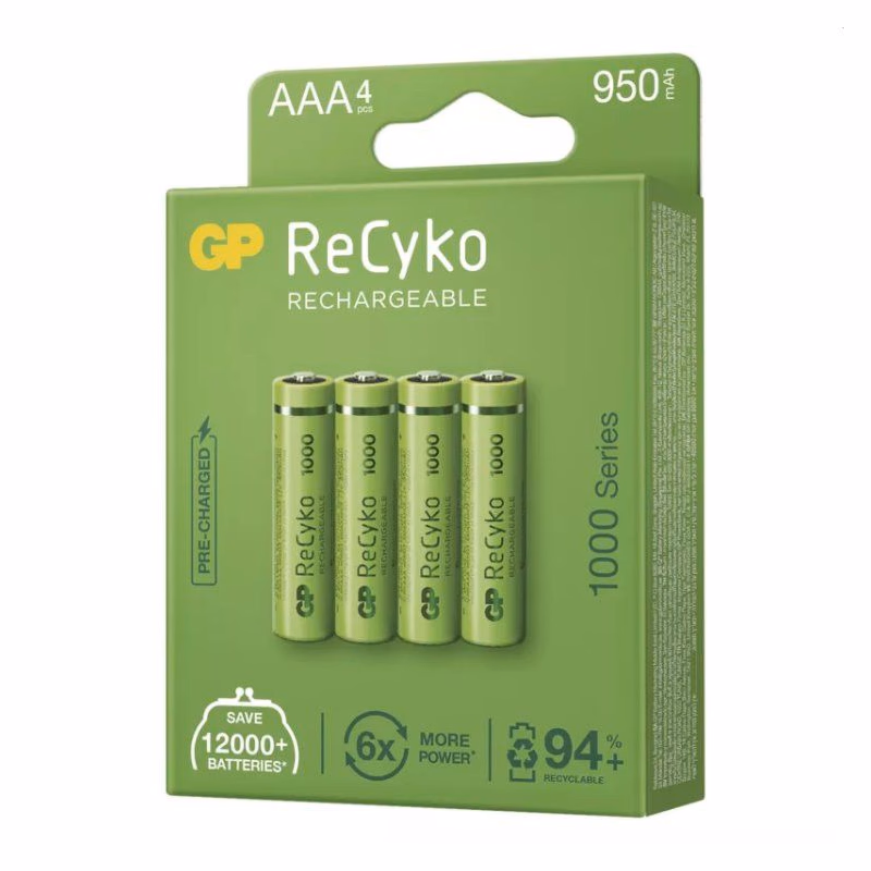 GP AAA ReCyko 950 mAh, nabíjací (HR03) 4 ks