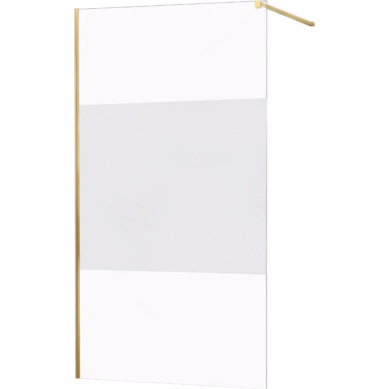 MEXEN/S - KIOTO Sprchová zástena WALK-IN 090x200 cm 8 mm, zlatá, Transparent/matné sklo 800-090-101-50-35
