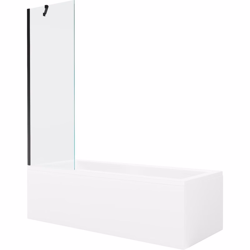 MEXEN/S - Cubik obdĺžniková vaňa 170 x 70 cm s panelom + vaňová zástena 60, transparent, čierna 550317070X9506000070