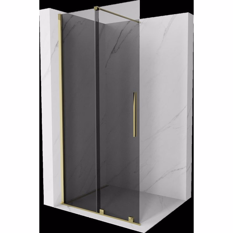 MEXEN/S - Velar Sprchová zástena posuvná Walk-in 100 x 200, grafit 8 mm, zlato 871-100-000-43-50