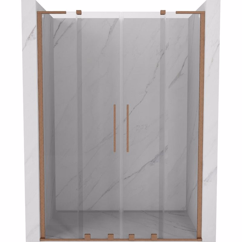 MEXEN/S - Velar L Duo posuvné sprchové dvere 140, transparent, meď kartáčovaná 871-140-003-02-65