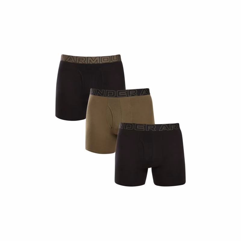 Pánske boxerky UNDER ARMOUR 3 PACK-UA PERFORMANCE COTTON - SOLID 6 inch-BLK