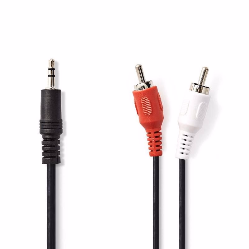 Nedis CAGB22200BK15 - Stereofónny Audio Kábel | 3,5mm Zástrčka - 2x RCA Zástrčka | 1,5 m | Čierna farba