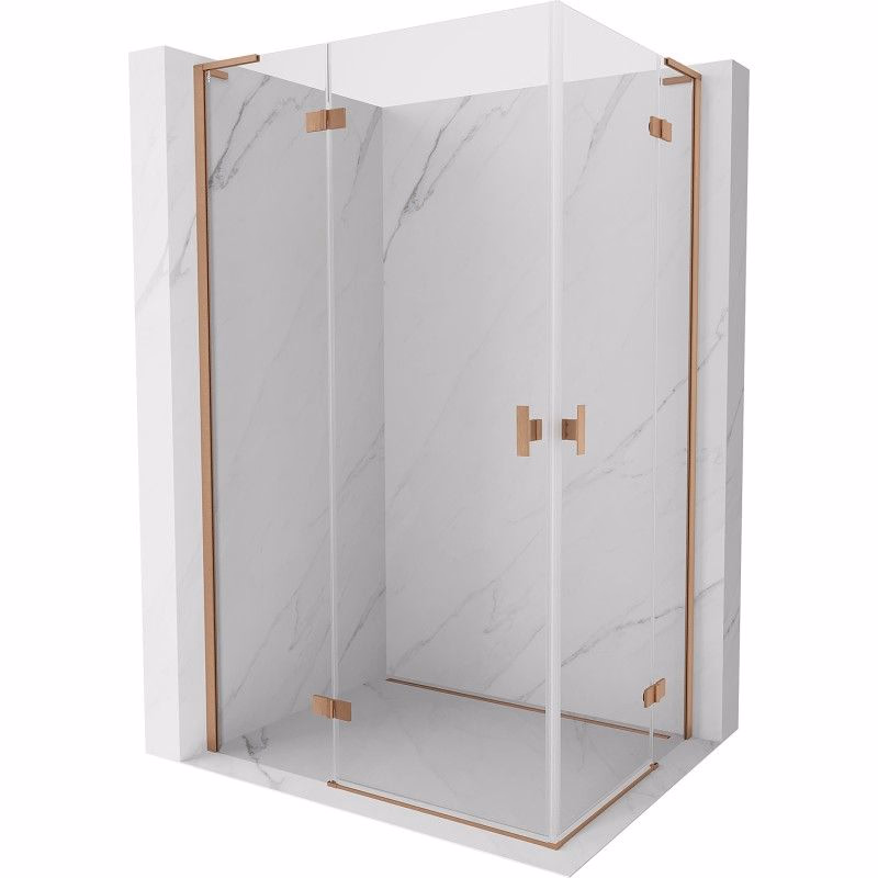 MEXEN/S - Mist-H L Duo sprchovací kút dvere krídlové 120 x 80, transparent, meď kartáčovaná 8A5L-120L-080P-65-00