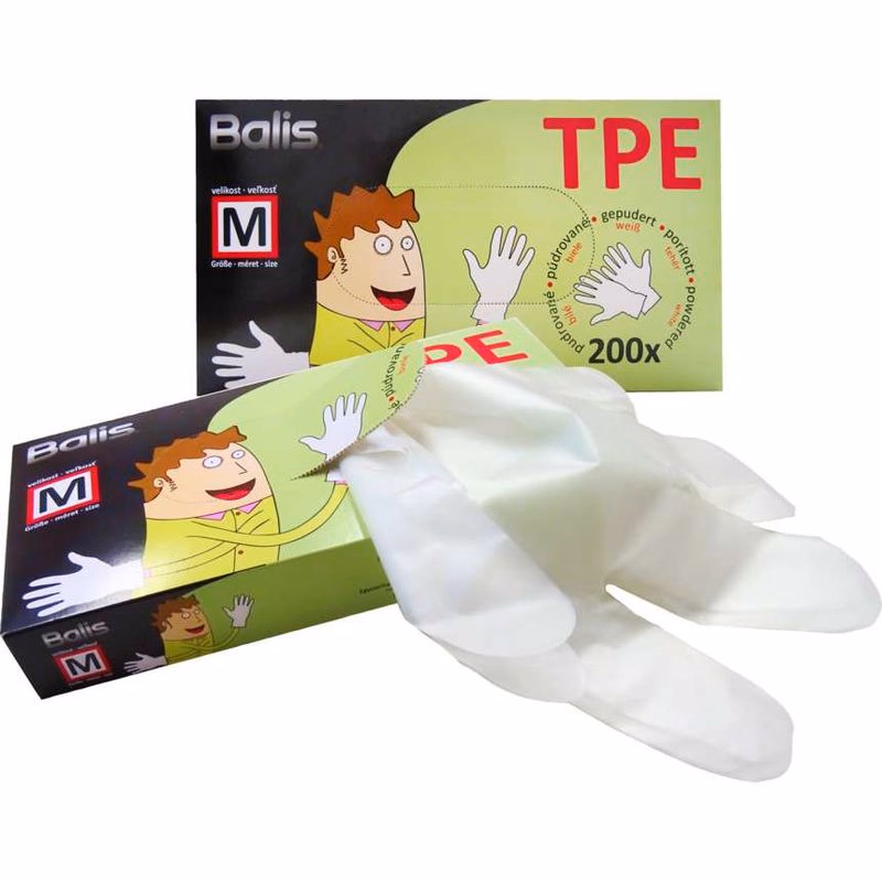 Rukavice TPE jednorazové veľ. M biele 200ks