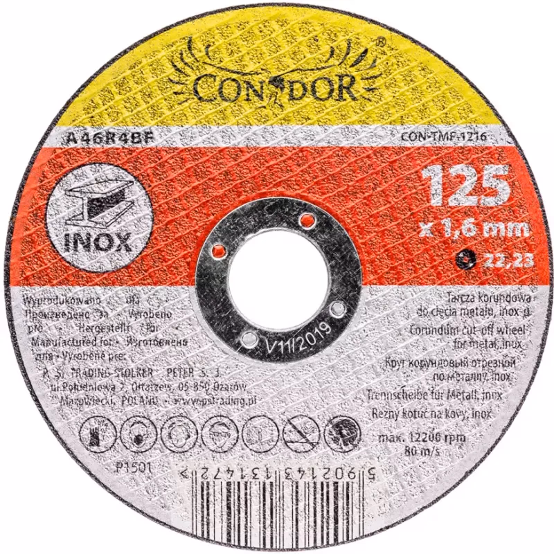 Kotúč korundový, na rezanie kovu, inox, 125 x 1,6 mm, Drel
