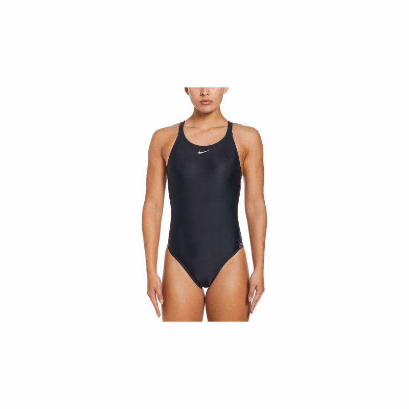 Dámske plavecké jednodielne plavky NIKE SWIM LOGO TAPE FASTBACK OP BLAC-BLACK