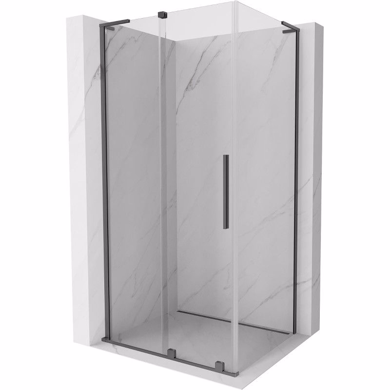 MEXEN/S - Velar L sprchovací kút, posuvné dvere 110 x 80, transparent, grafit metal 871-110-080-03-95