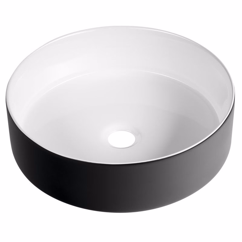 SAPHO - FIASTRA keramické umývadlo na dosku, priemer 40cm, biela/čierna mat FT801B