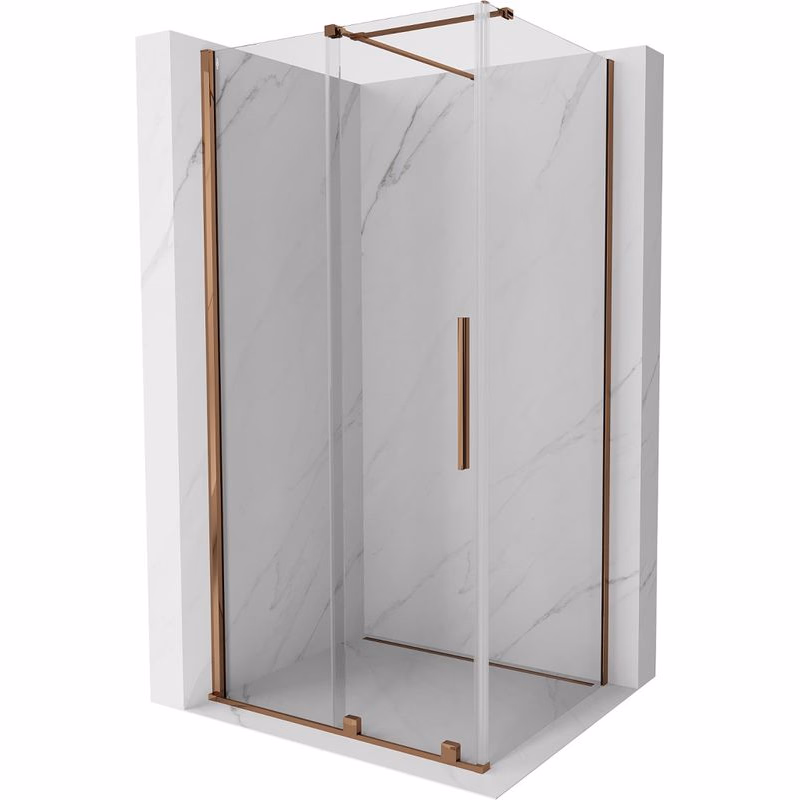 MEXEN/S - Velár sprchovací kút 130 x 85, transparent, ružové zlato 871-130-085-01-60