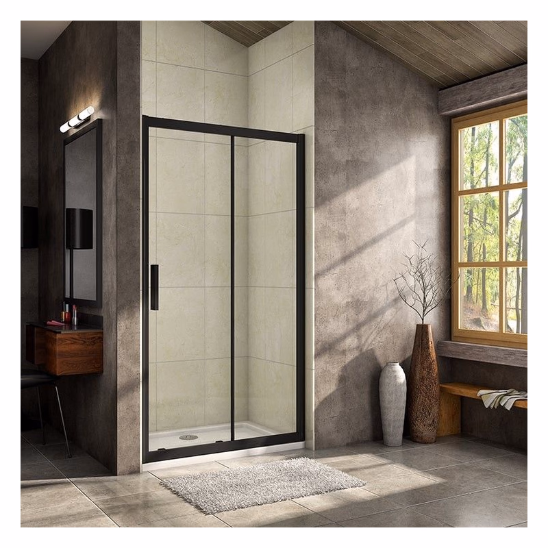 H K - Luxusné posuvné sprchové dvere ALTO BLACK 156-160x195cm L/P so Soft close zatváraním SE-ALTOBLACK160SET