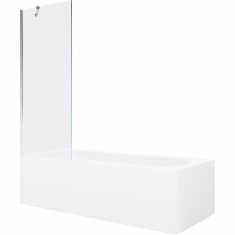 MEXEN/S - Vega obdĺžniková vaňa 150 x 70 cm s panelom + vaňová zástena 70, transparent, chróm 550115070X9507000001