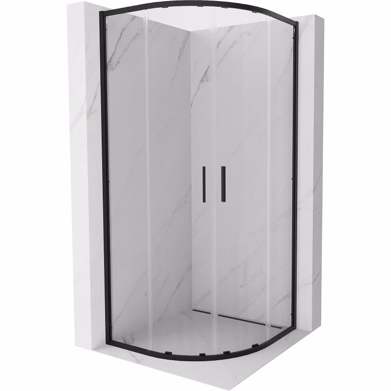 MEXEN/S - Exo štvrťkruhový posuvný sprchovací kút 90 x 90, transparent, čierna 8132-090-090-70-00