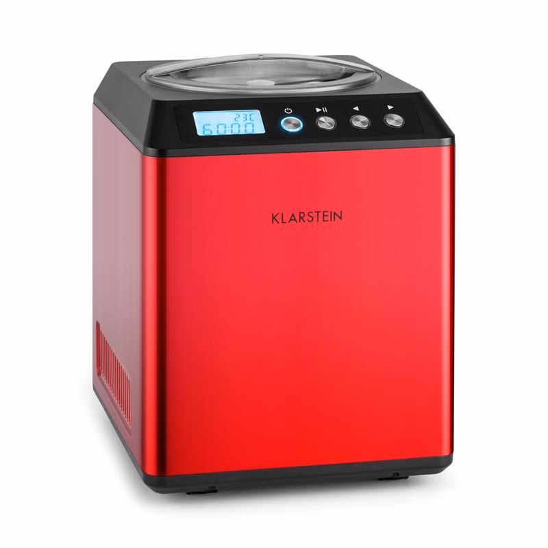 Klarstein Vanilla Sky, zmrzlinovač, s kompresorom, 180W, 2 l, nehrdzavejúca oceľ, červený