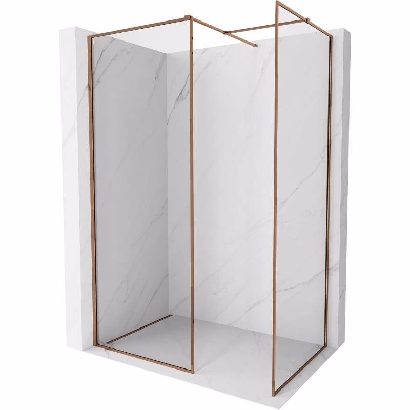 MEXEN/S - Kyoto-F Sprchová zástena WALK-IN s rámom 150 x 105, transparent 8 mm, ružové zlato 800-150-202-04-60-105
