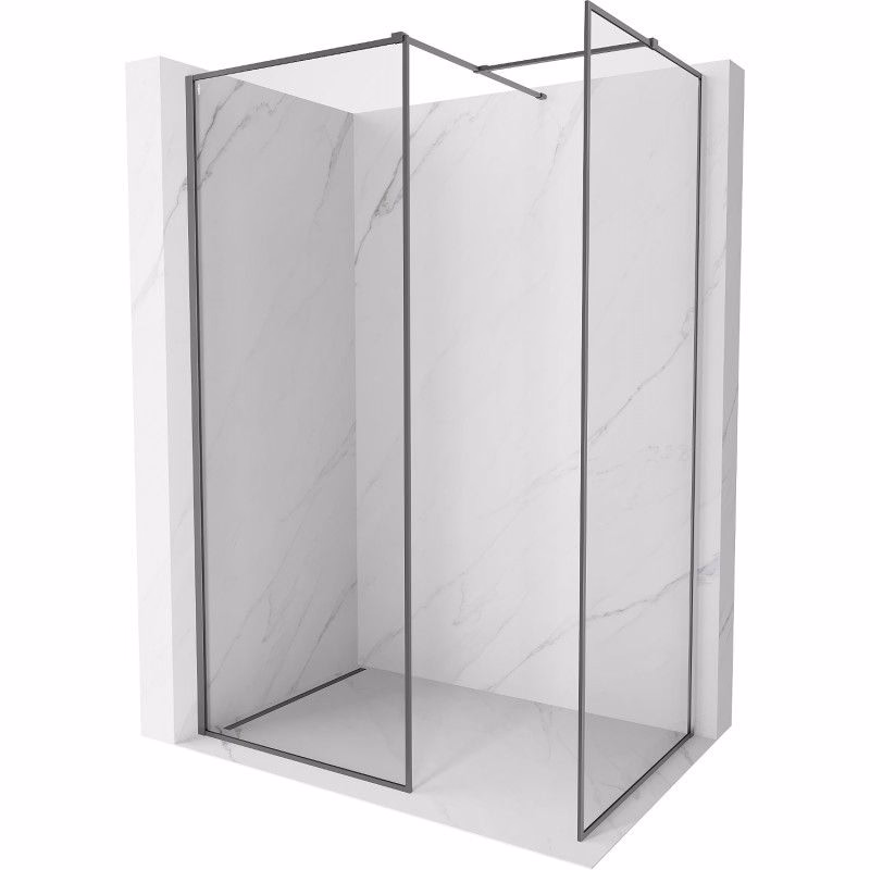 MEXEN/S - Kyoto-F Sprchová zástena WALK-IN s rámom 120 x 75, transparent 8 mm, grafit metal 800-120-202-04-95-075