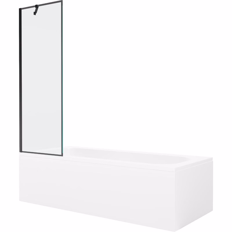 MEXEN/S - Vega obdĺžniková vaňa 180 x 80 cm s panelom + vaňová zástena 60, čierna vzor 550118080X9506007070