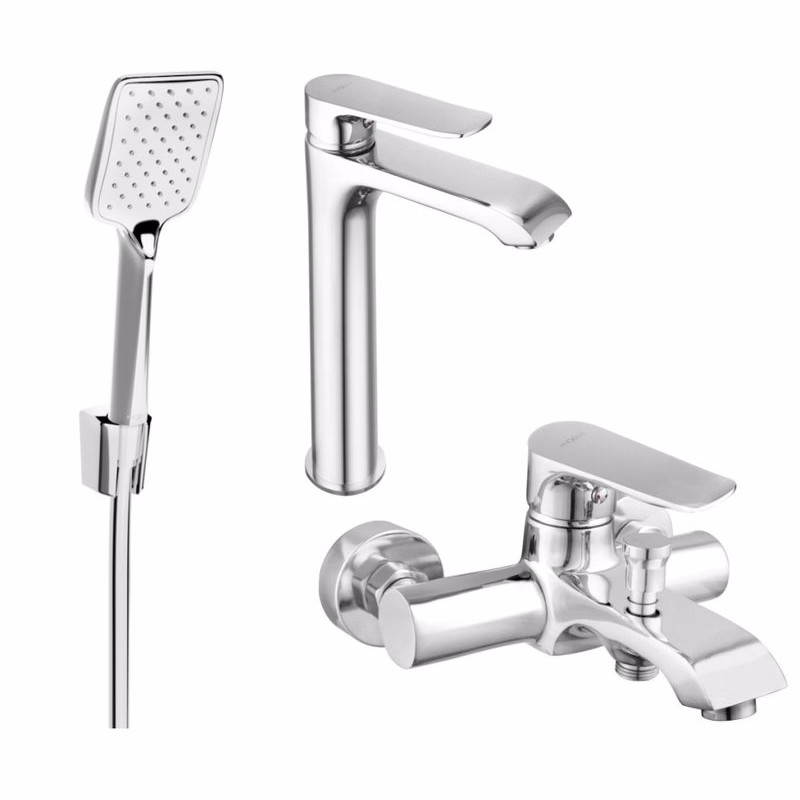MEXEN/S - Pecos R62 Set umývadlové a vaňové batérie s príslušenstvom, chróm 72713R62-00