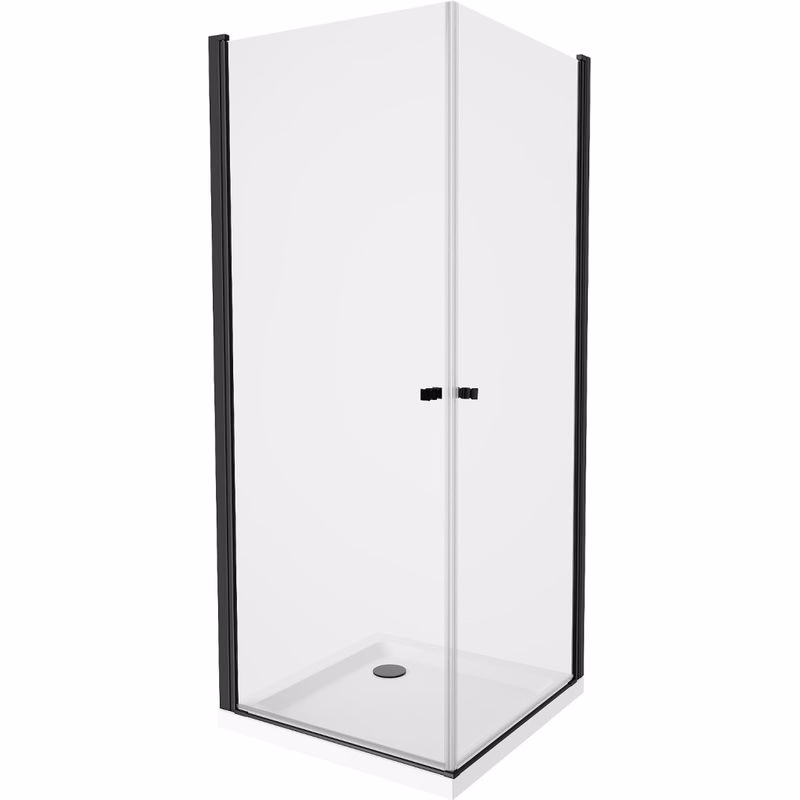 MEXEN/S - PRETORIA duo sprchovací kút 70 x 70, transparent, čierny + vanička vrátane sifónu 852-070-070-70-02-4010B