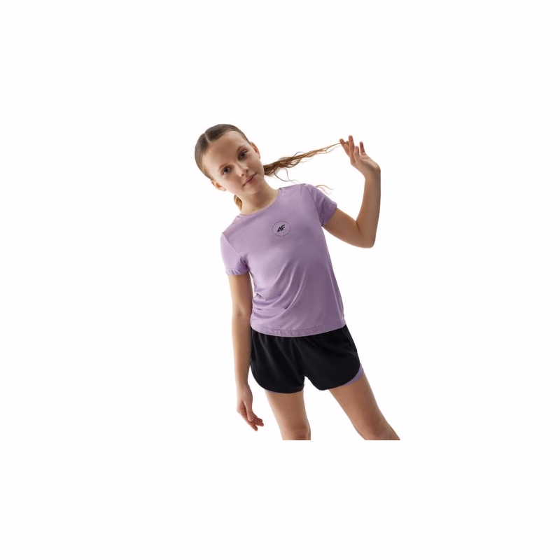 Dievčenské tréningové tričko s krátkym rukávom 4F JUNIOR TSHIRT FNK-4FJWSS24TFTSF696-51S-VIOLET