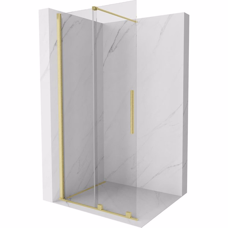 MEXEN/S - Velár posuvné sprchové dvere Walk-in 120, transparent, zlatá kartáčovaná 871-120-000-03-55