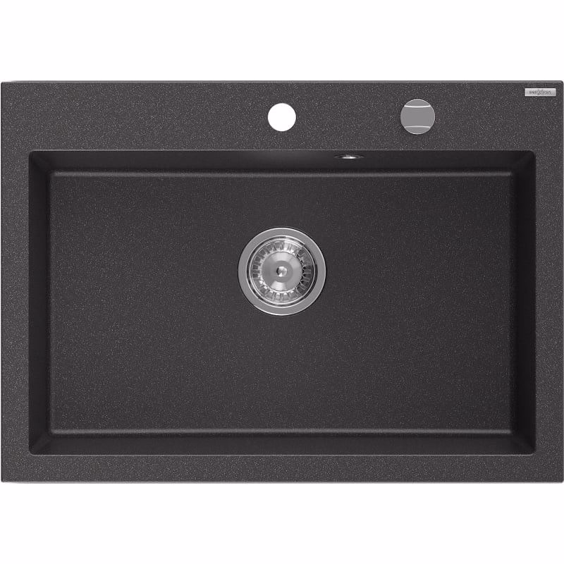 MEXEN MEXEN - Elix granitový drez 1-miska 700 x 500 mm, čierna kropenatá, sifón chróm 6526701005-76