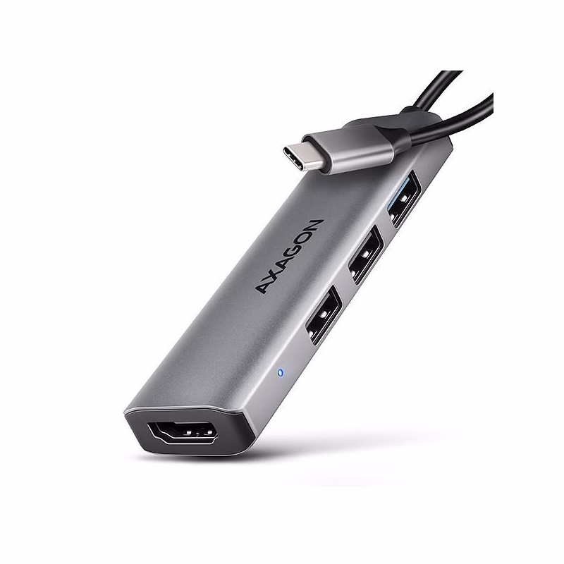 AXAGON HMC-H3A, USB 5Gbps húb, 3x USB-A, HDMI 4k/30Hz, kábel USB-C 15cm
