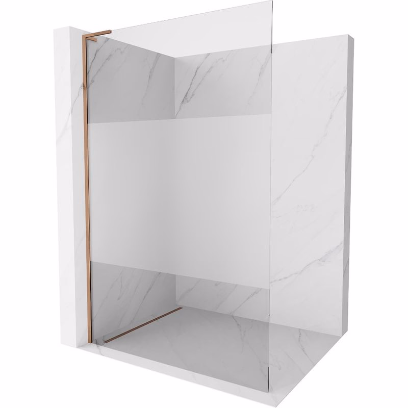 MEXEN/S - Kioto L Sprchová zástena WALK-IN 120 x 200, transparent/dekor, ružové zlato 800-120-103-60-35