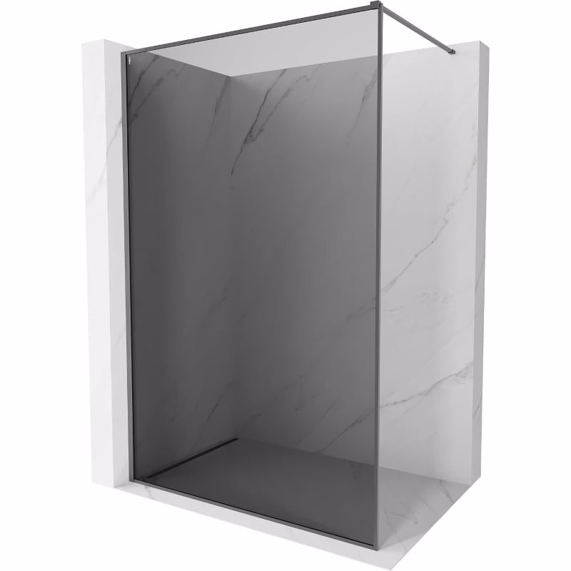 MEXEN/S - Kyoto-XF Sprchová zástena WALK-IN s rámom 120 x 202, grafit 10 mm, grafit metal 800-120-104-95-40-X