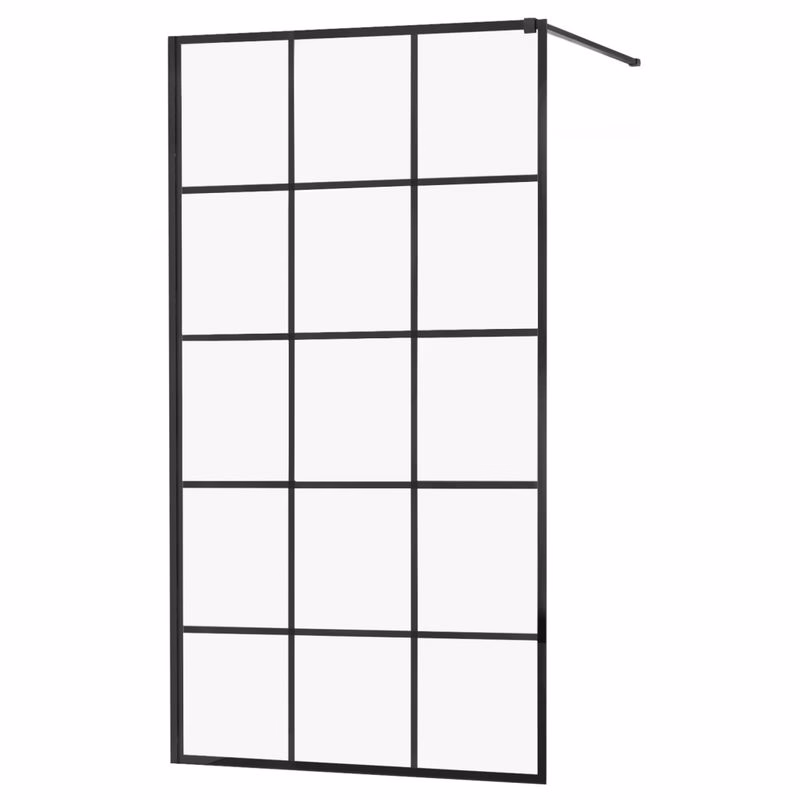 MEXEN/S - KIOTO Sprchová zástena WALK-IN 110x200 cm 8 mm, čierna, čierny vzor 1 800-110-101-70-77