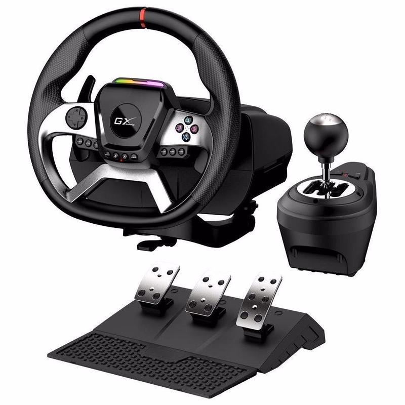 Genius GX Gaming SpeedMaster X5 FF Volant, pedále, radiaca páka, pre PC, PS4, Xbox One, vibrácie, čierno-strieborný