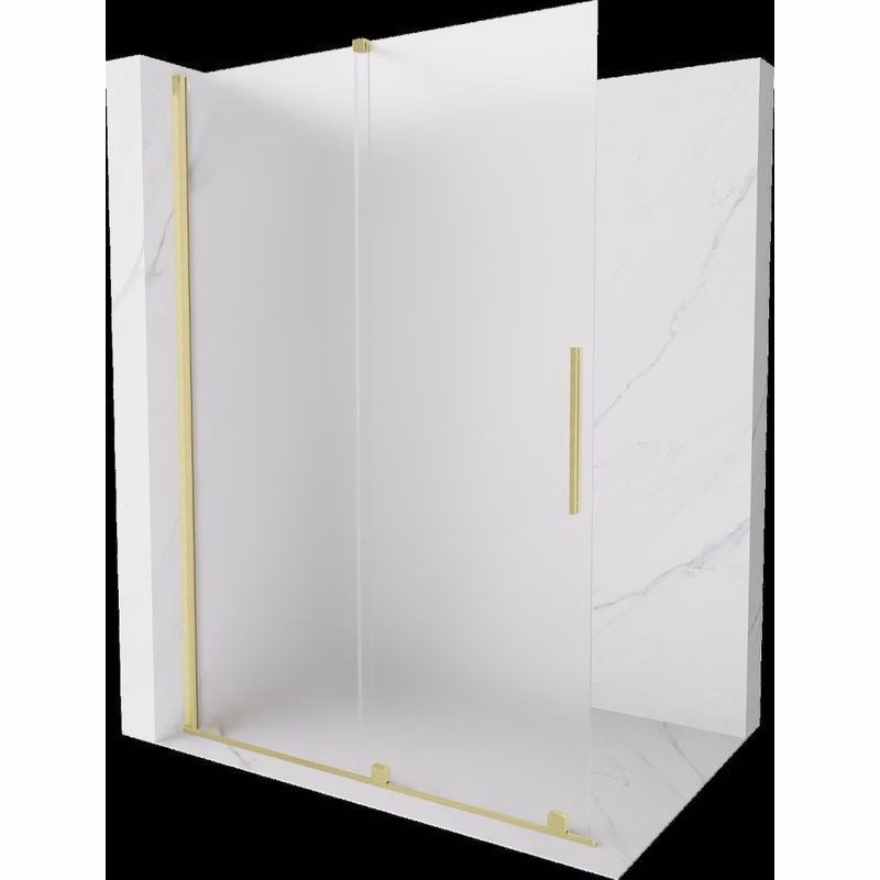 MEXEN/S - Velar Sprchová zástena posuvná Walk-in 140 x 200, dekor 8 mm, zlato kefovaná 871-140-000-33-55