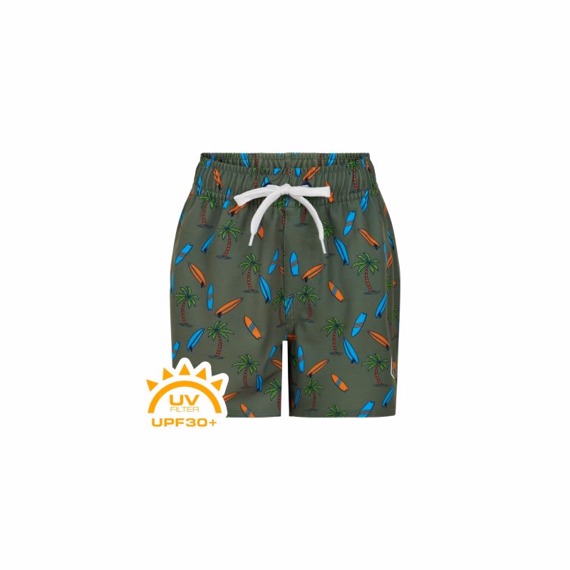 Chlapčenské plavky COLOR KIDS Swim shorts short AOP-dark ivy