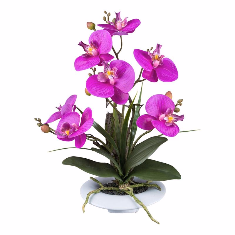 Orchidea v keramickom kvetináči, 41 cm, fialová