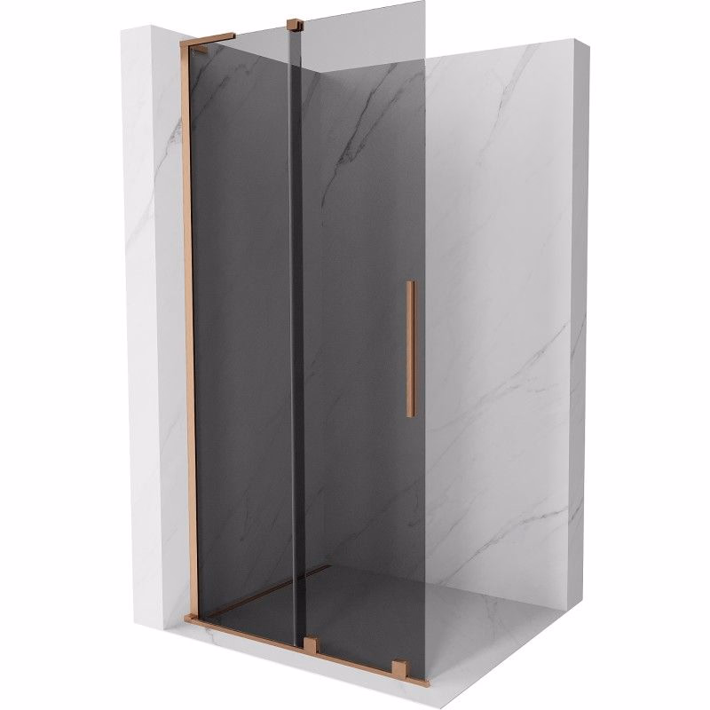 MEXEN/S - Velar L Sprchová zástena posuvná Walk-in 100 x 200, grafit 8 mm, meď kartáčovaná 871-100-003-43-65