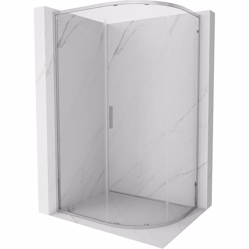 MEXEN/S - Exo štvrťkruhový asymetrický posuvný sprchovací kút 100 x 80, transparent, chróm 8131-100-080-01-00