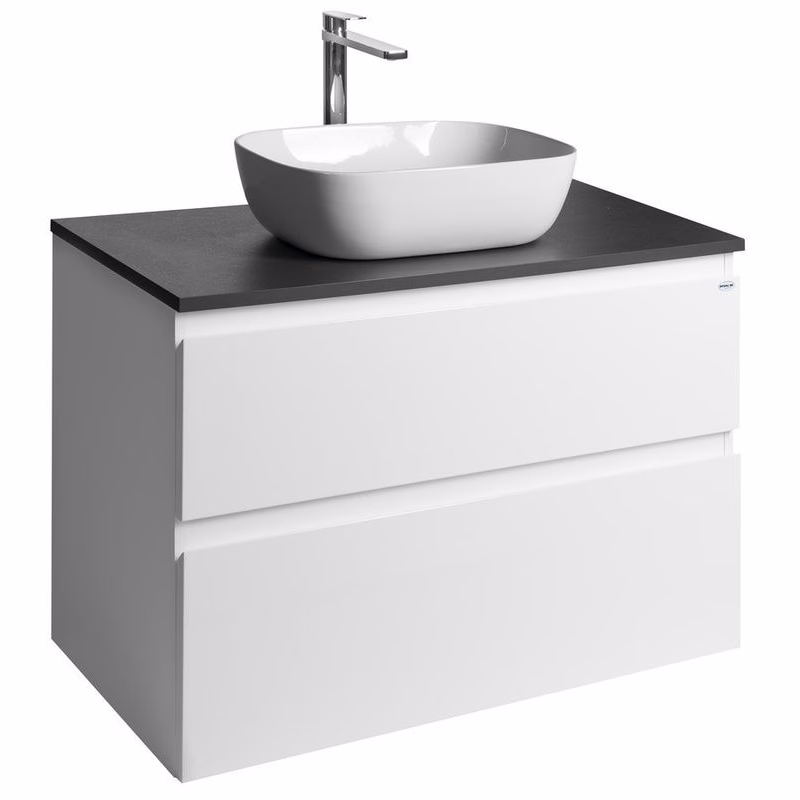 AQUALINE - ALTAIR skrinka s doskou 87,5 cm, biela/antracit bridlica AI290-03