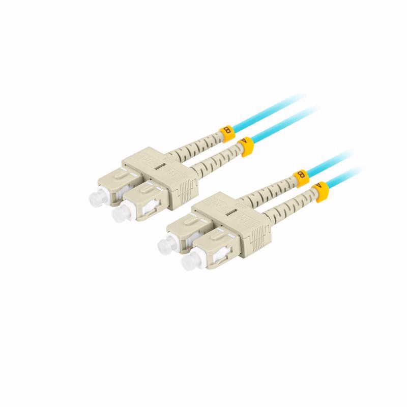 LANBERG optický patch cord MM SC/UPC-SC/UPC duplex 2m LSZH OM3 50/125 priemer 3mm, farba cyan