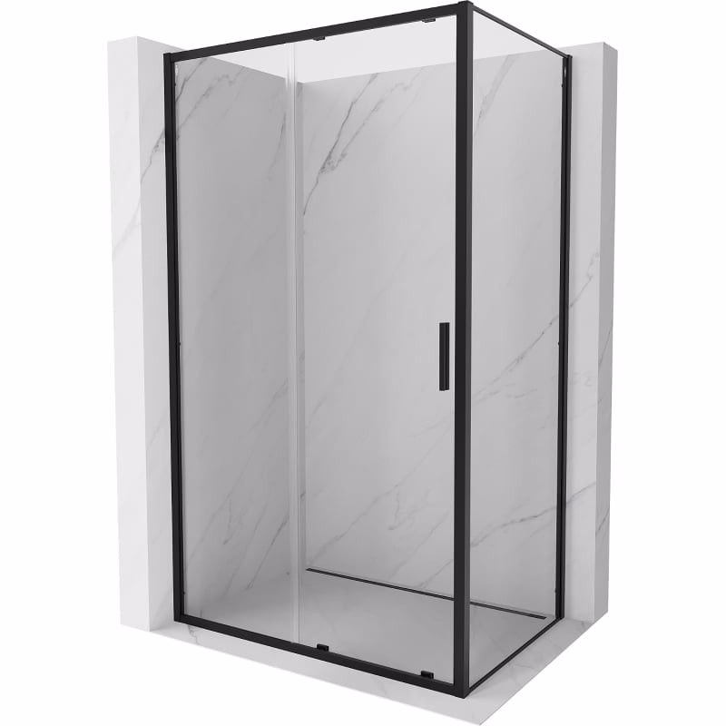 MEXEN/S - Exo sprchovací kút, posuvné dvere 125 x 85, transparent, čierna 8151-125-085-70-00