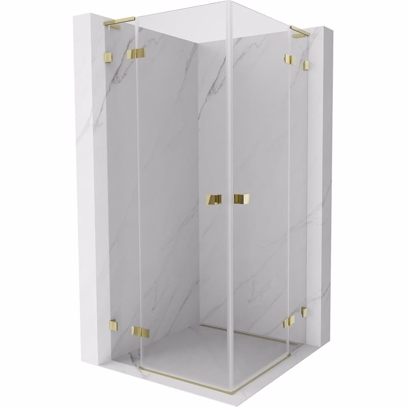 MEXEN/S - Lunar L Duo sprchovací kút dvere krídlové 120 x 120, transparent, zlato 834L-120L-120P-50-00