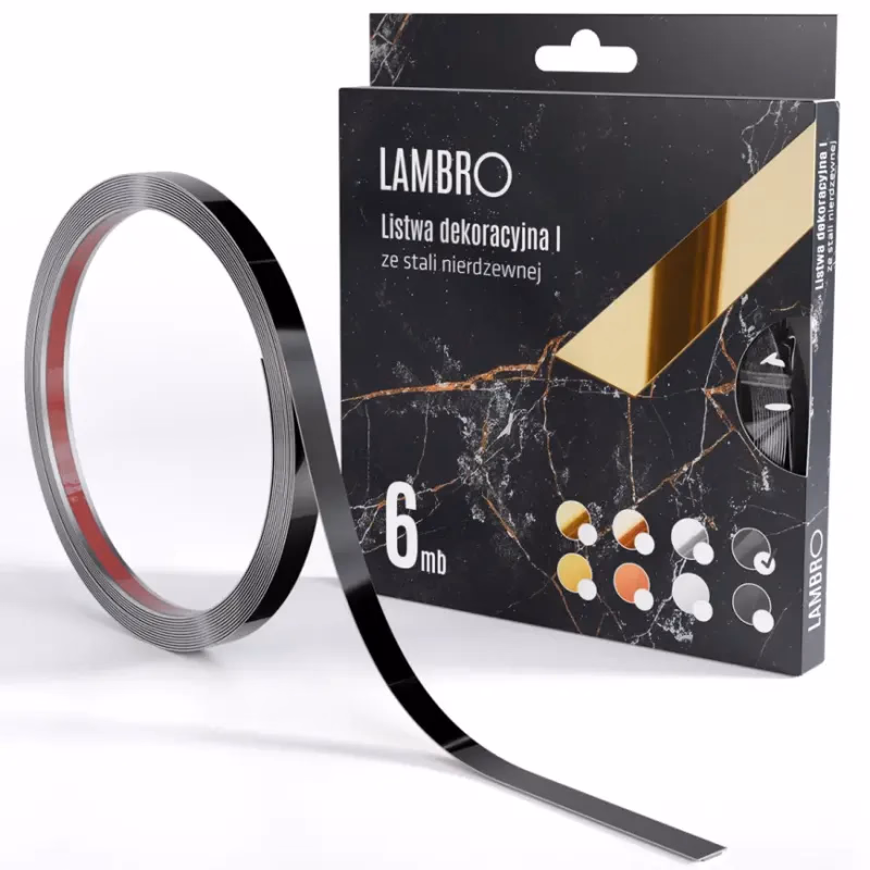 Samolepiaca dekoratívna lišta v rolke 1 cm čierna 6 bm lesk