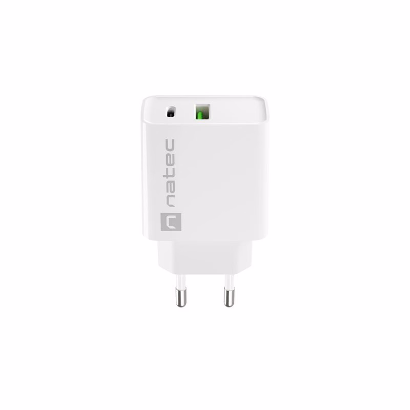 Univerzálna nabíjačka Natec RIBERA 20W 1X USB-A + 1X USB-C, biela