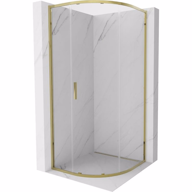 MEXEN - Exo štvrťkruhový posuvný sprchovací kút 90 x 90, transparent, zlato 8131-090-090-50-00