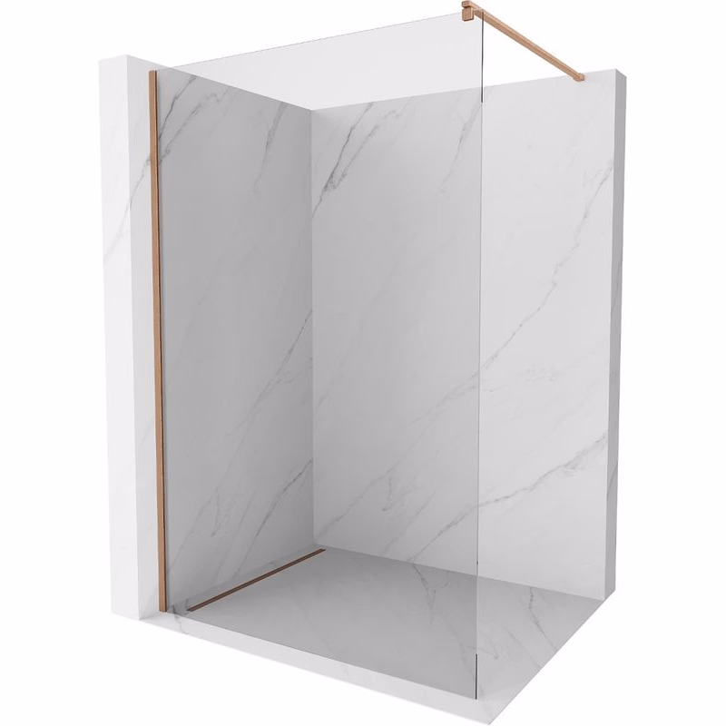 MEXEN/S - Kioto Sprchová zástena WALK-IN 100 x 200, transparent 8 mm, meď kartáčovaná 800-100-101-65-00