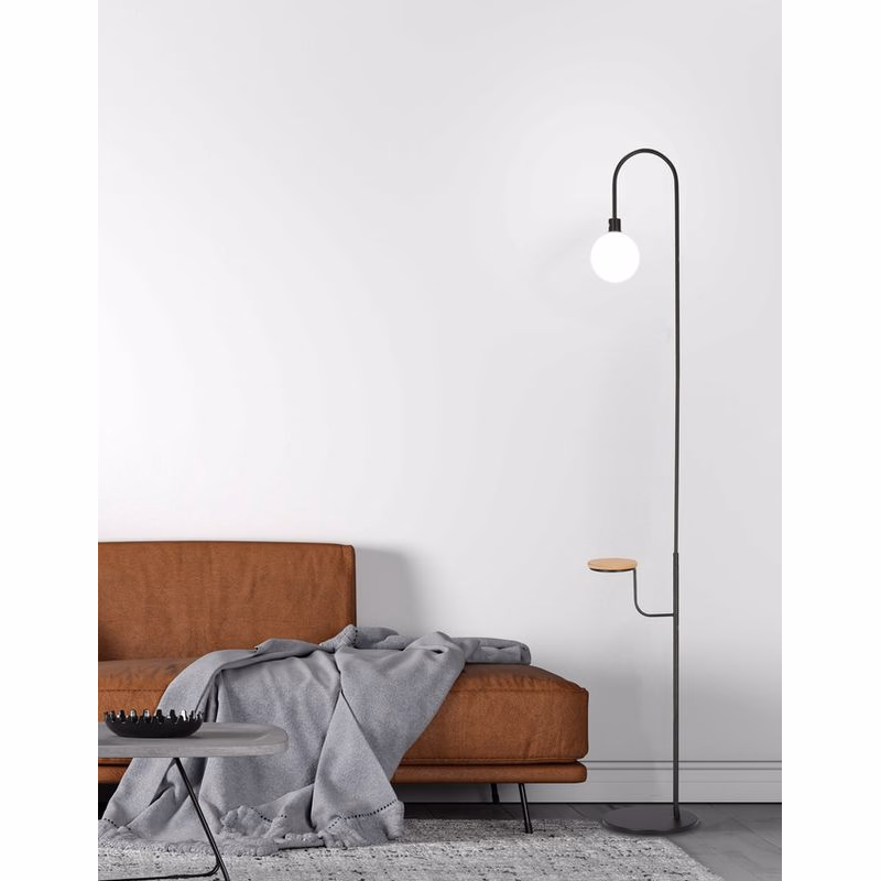 Stojaca lampa čierna polica 173 cm Vanity
