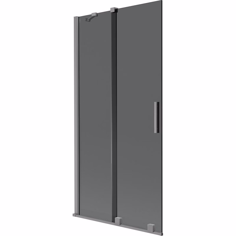 MEXEN/S - Velár dvojkrídlová posuvná vaňová zástena 95 x 150, grafit, grafit metal 896-095-000-41-95