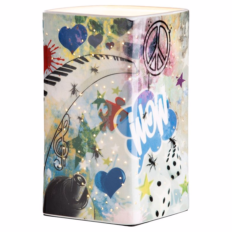Porcelánová lampa "Street Art" graffiti