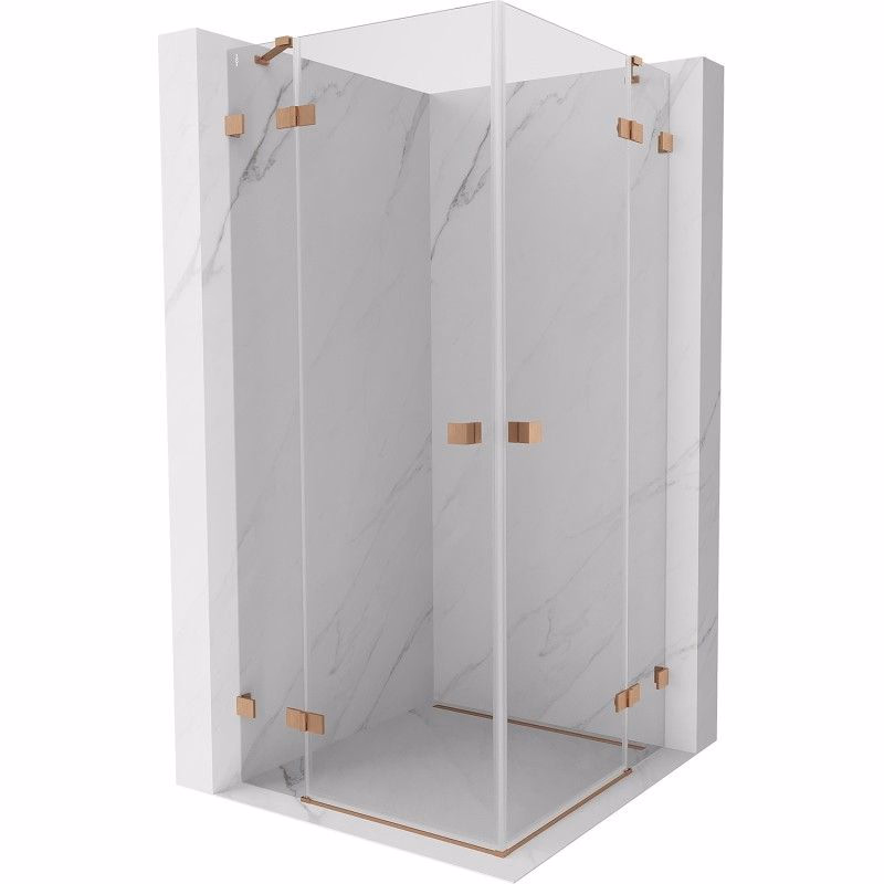 MEXEN/S - Lunar Duo sprchovací kút dvere krídlové 75 x 75, transparent, meď kartáčovaná 834-075L-075P-65-00